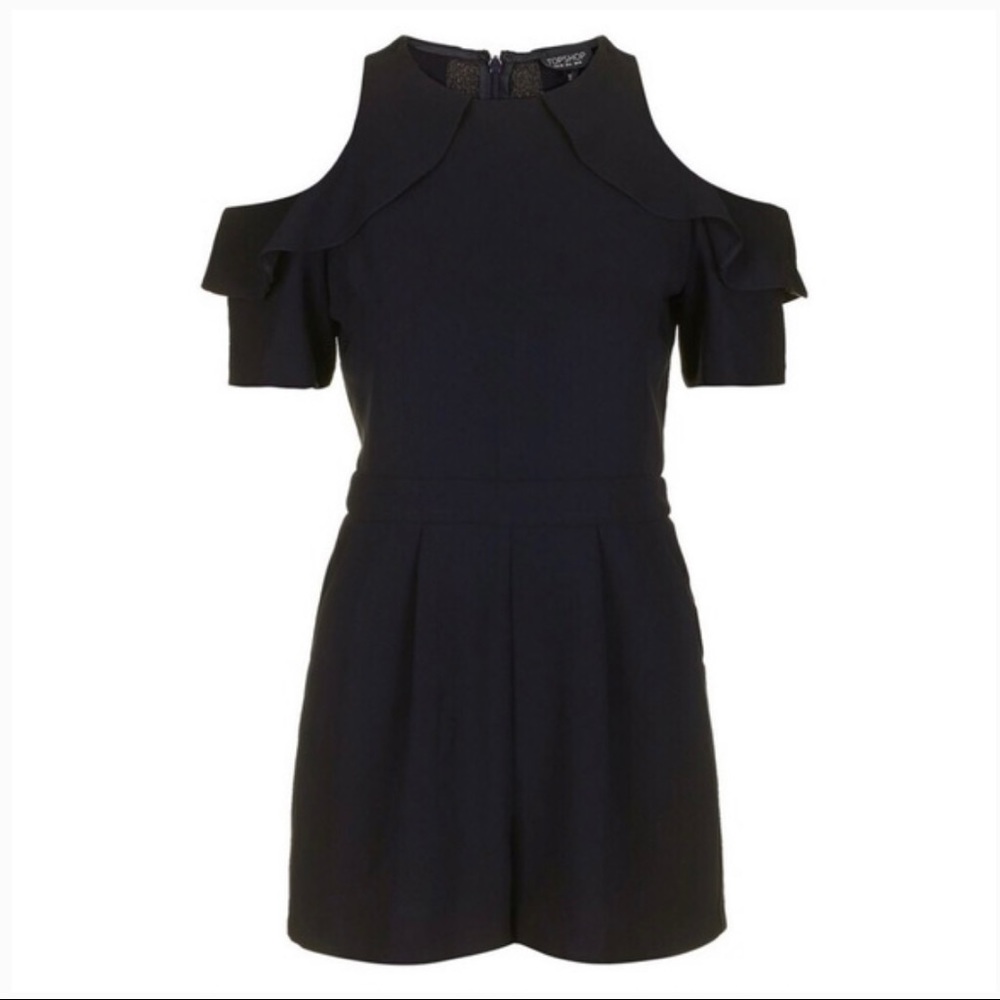 Topshop Cold Shoulder Ruffle Romper